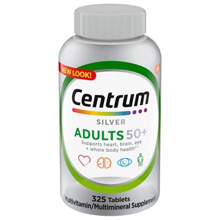 New Look Centrum Silver Adult 50  Multivitamin Mineral 325 Tablets USA สหรัฐ วัยกลางคน วิตามิน เม็ดเศษไม้ ผู้ใหญ่