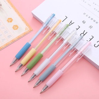 ปากกาเจล แบบใส หมึกสีดำ 0.5 มม. ปากกาเจลแบบกด สไตล์เกาหลี ปากกา เครื่องเขียน