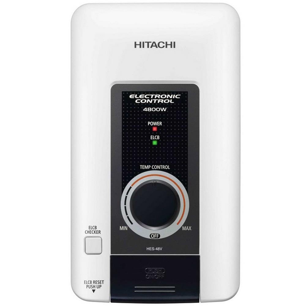 Water heater SHOWER HEAT HITACHI HES 48V 4800W WHITE/BLACK Hot water heaters Water supply system เครื่องทำน้ำอุ่น เครื่อ