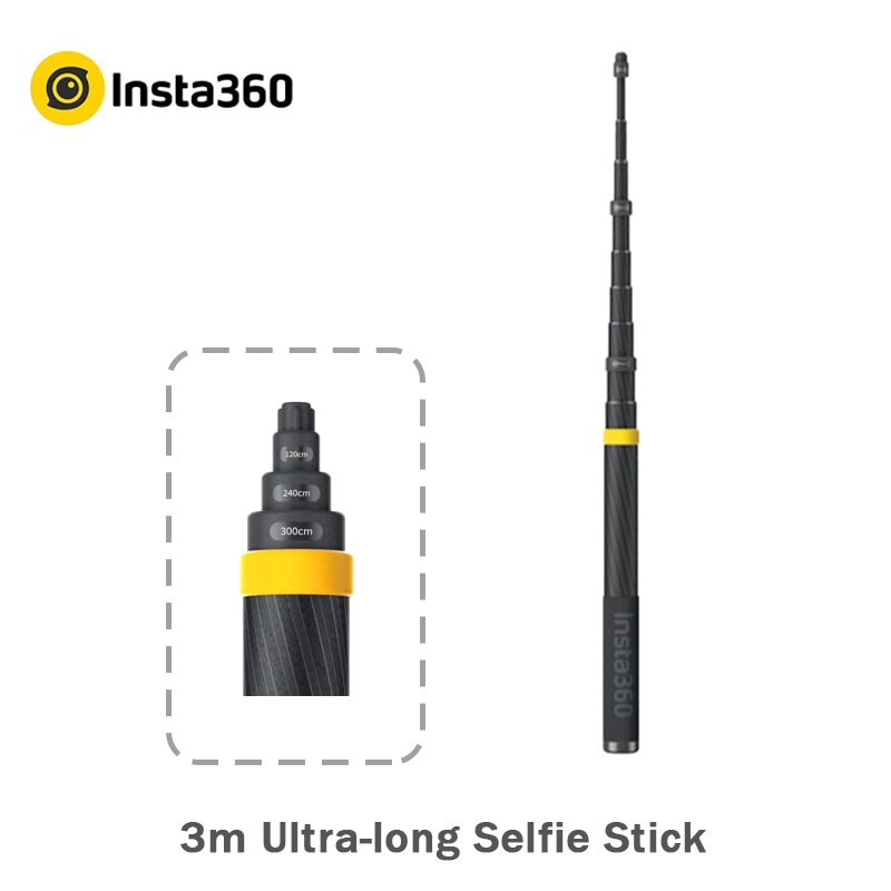 Insta360 X3 X4 X5 รุ่นใหม่ 3m Ultra-long Extended Edition คาร์บอนไฟเบอร์ Selfie Stick อุปกรณ์เสริมสําหรับ Insta 360 ONE X2 / ONE RS