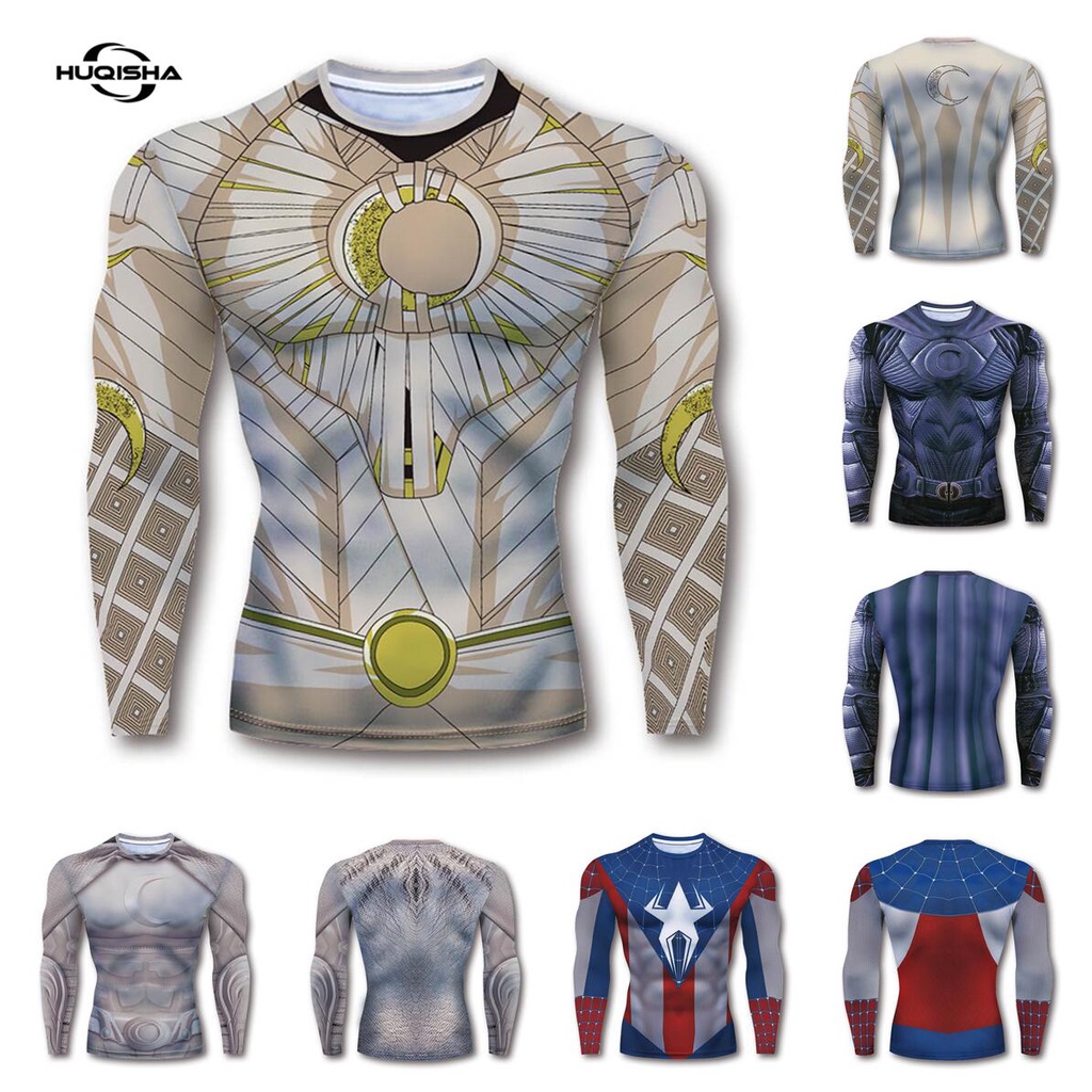 เสื้อยืดแขนสั้น พิมพ์ลายดวงจันทร์อัศวิน 3 มิติ แฟชั่นฤดูร้อน สําหรับผู้ชาย 2022