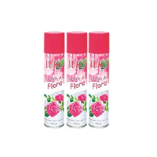 🔥The Best!! ลูโก้ สเปรย์ปรับอากาศ กลิ่นฟลอร่า 300 มล. x 3+1 กระป๋อง Luko Fresh Air Flora 300 ml x 3+1