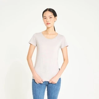 Yuedpao [NEW] เสื้อยืดผู้หญิงคอกลม ผ้านุ่ม ใส่สบาย ไม่ย้วย ไม่หด ไม่ต้องรีด สีพื้น ทรงผู้หญิง - Set Soil