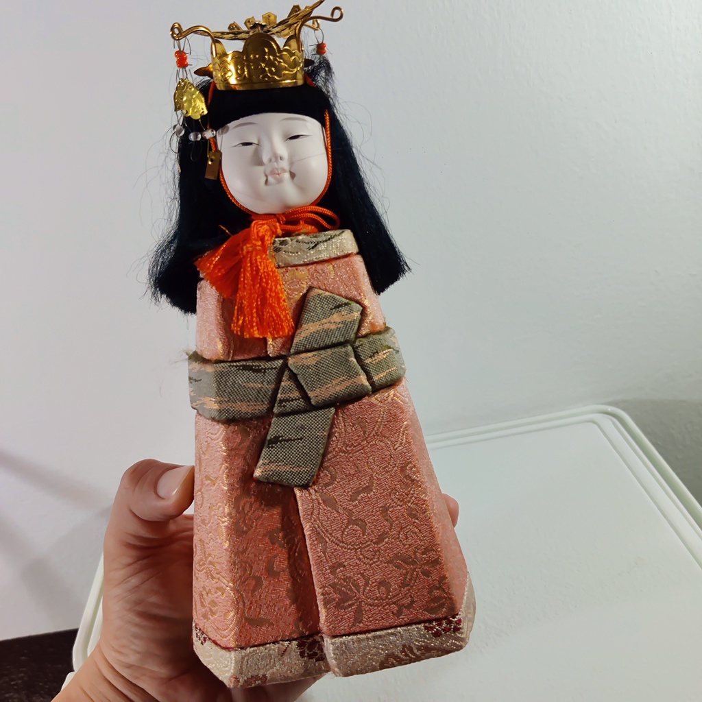 ตุ๊กตาญี่ปุ่นโบราณจากบ้านลุงที่นาโกยา Japanese Kokeshi Doll Vtg Handmade Ornament Orang Himedaruma P