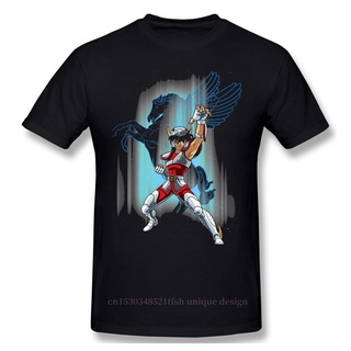 ใหม่เสื้อยืดแขนสั้นผ้าฝ้าย 100% พิมพ์ลาย Seyia Of Pegasus Saint Seiya Soul Of Gold สําหรับผู้ชาย 7D6F
