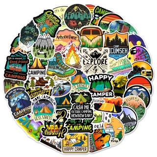 พร้อมส่ง!Camping outdoor travel การตั้งแคมป์ adventure สติกเกอร์ ตกปลา car สเก็ตบอร์ด 50 ชิ้น sticker