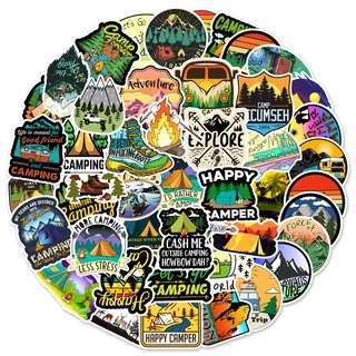 พร้อมส่ง!Camping outdoor travel การตั้งแคมป์ adventure สติกเกอร์ ตกปลา สเก็ตบอร์ด 50 ชิ้น sticker