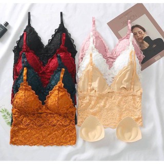 บราลูกไม้ สายเดี่ยว ซื้อ1แถม4 👙 ผ้าลูกไม้ยืด นิ่ม สวมใส่สบาย ไร้โครง