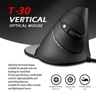 ZELOTES T-30 Wired Optical Mouse Vertical Mouse USB Wired Gaming Mouse 6 Keys Ergonomic Mice with 4 Adjustable DPI