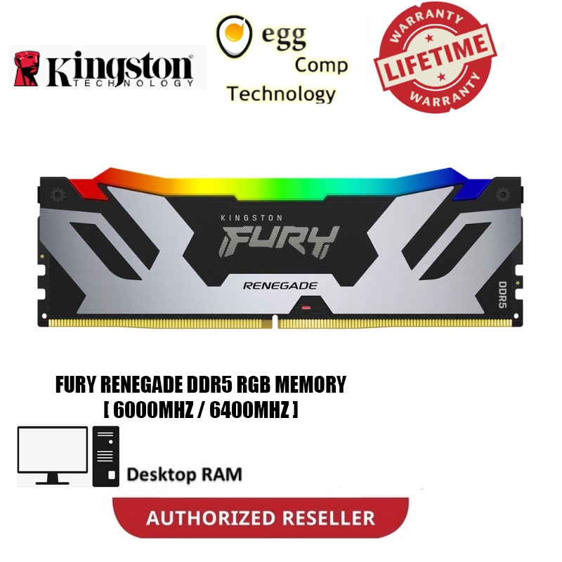 Kingston Fury Renegade RGB DDR5 6000MHz/6400MHz หน่วยความจํา RAM สําหรับเล่นเกมเดสก์ท็อปประสิทธิภาพส
