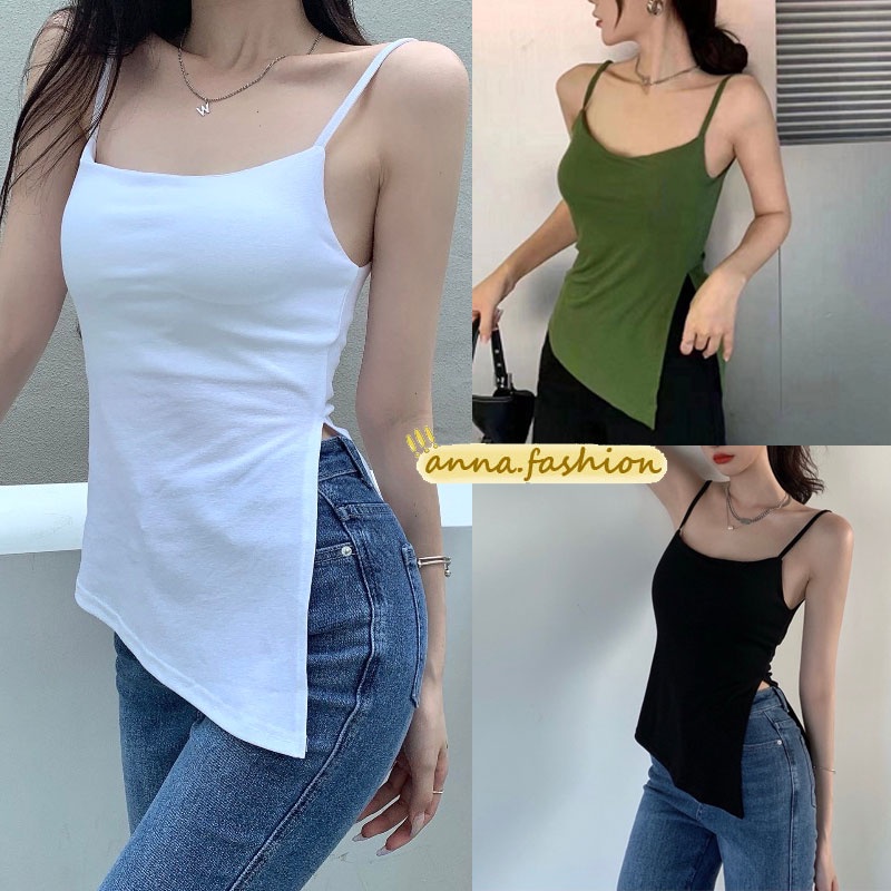 anna 11059 เสื้อกล้าม เสื้อสายเดี่ยว สุดเซ็กซี่ เสื้อกล้ามผู้หญิง ผ่าด้านข้าง ตัวยาว เก๋ๆ
