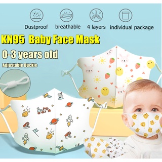 0-3 ขวบ หน้ากาก KN95 หน้ากากปรับได้ baby mask ลายการ์ตูน ปากหน้ากากกันฝุ่นระบายอากาศป้องกันทิ้ง Mask