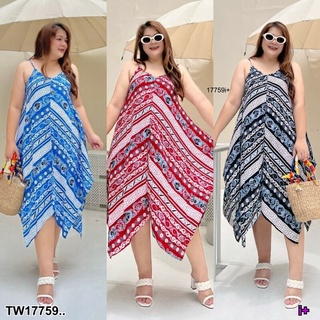 MM17759 เดรส #Bigsize สายเดี่ยว ลายกราฟฟิก Dress #Bigsize. Single strap. Graphic pattern..