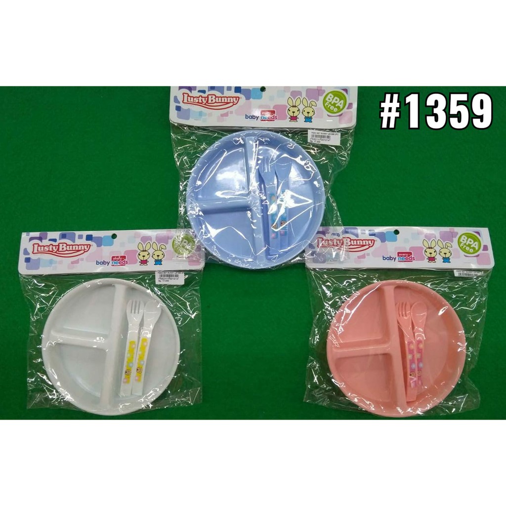 LUSTY BUNNY FEEDING SET 1359 BABY EATING UTENSILS SPOONS FORKS PLATES