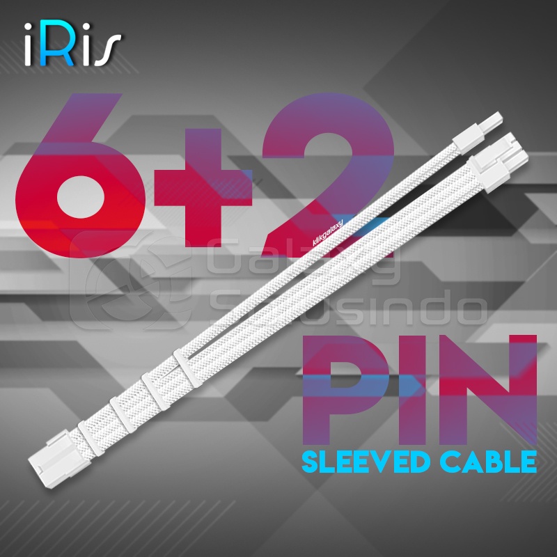 IRis ATX 6+2 Pin 8 Pin Extension Sleeved Cable - สีขาว