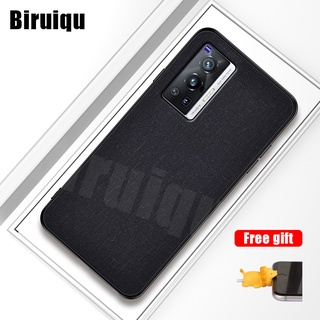 【Ready Stock】For VIVO X70 X70 Pro Fabric Case Canvas TPU Shockproof Hard Covers