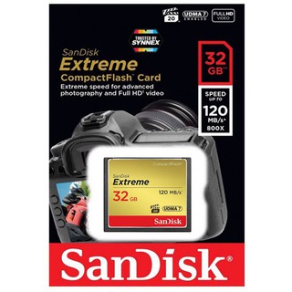 SanDisk Extreme CF Card 32GB อ่าน 120MB/s เขียน 85MB/s (SDCFXSB_032G_G46) เมมโมรี่ แซนดิส กล้องโปร กล้องDSLR ถ่ายรูป