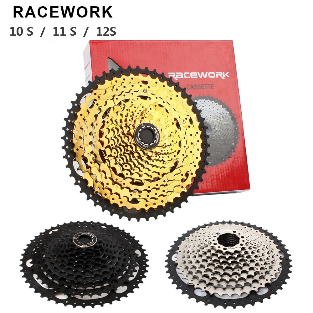 Racework 10s 11s 12s ความเร็วจักรยานเสือภูเขา mtb จักรยาน Cassette 28T 32T 34T 42T 46T 50T 52T มู่เล่สีดําทอง