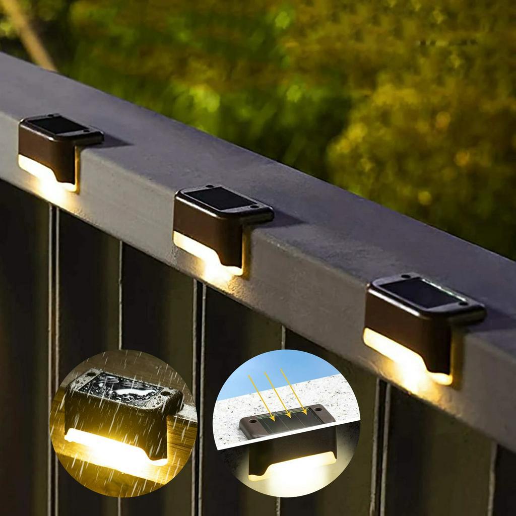ไฟ LED พลังงานแสงอาทิตย์ไฟกลางแจ้ง IP65 ไฟตกแต่งสวน Step Deck ไฟโคมไฟสวนรั้ว Courtyard Decor