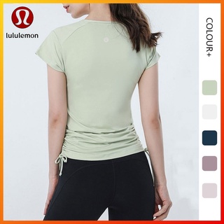 Lululemon เสื้อยืด ทรงหลวม พิมพ์ลาย  5 สี เหมาะกับการเล่นโยคะ กีฬา ยิม ฤดูร้อน สําหรับผู้หญิง