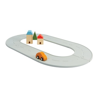 PlanToys 6300 Rubber Road &amp; Rail Set Small ของเล่นบทบาทสมมุติ สำหรับเด็ก 3 ขวบขึ้นไป