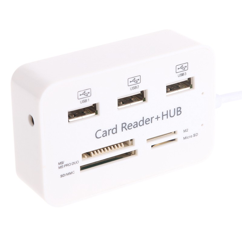 ZS 3 PORT 2.0 USB HUB + 4 SLOT Card Reader (สีขาว)รุ่น HC-02