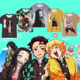 Yt2 เสื้อยืดแขนสั้น พิมพ์ลาย Demon Slayer Tanjirou Nezuko Zenitsu Halloween Christmas TY2