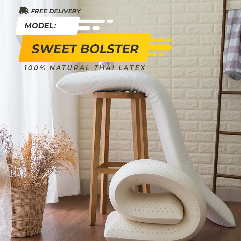 100% Natural Thai Latex Pillow| Sweet Bolster Pillow | Health Care Latex Pillow | Maternity Pillow