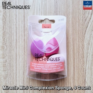 Real Techniques® Miracle Mini Complexion Sponge 4 Count #01492 เรียลเทคนิค ฟองน้ำแต่งหน้า ขนาดเล็ก เหมาะสำหรับการพกพา