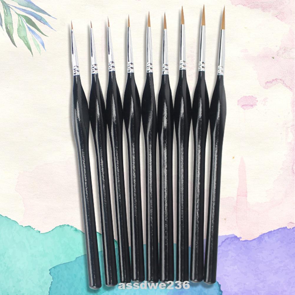 9pcs Cartoon Miniature Model Learning Watercolor Artist Wooden Handle