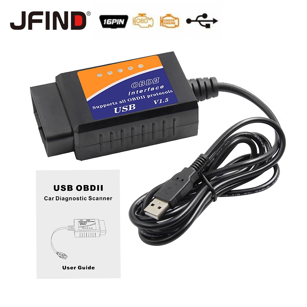 เครื่องสแกนเนอร์วินิจฉัย USB ELM327 V1.5 OBD 2 OBDII สําหรับ Window PC V1.5 ELM327 รองรับโปรโตคอล OB