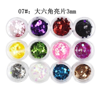 กากเพชรวงกลม แต่งเล็บ 12สี พร้อมส่ง