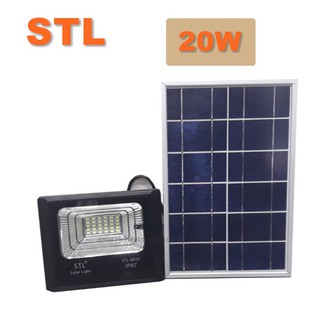 สปอร์ตไลท์โซล่าเซลล์ LED 20W STL มีรีโมท แสงขาว