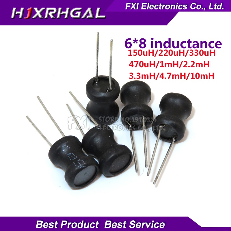 10 ชิ้น Unshielded Wirewound DIP power Inductor 0608(6*8 มม.) 220uH 470uH 1mH 2.2mH 3.3mH 4.7mH 10mH