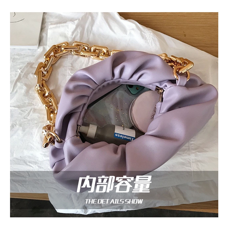 JASMIN NOIR กระเป๋าสะพาย สายโซ่ หนัง PU สีพื้น ทรงเมฆ สไตล์ลำลอง สำหรับผู้หญิง