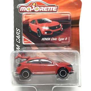 Majorette Honda Civic Type R - Premium no Black Strip - Red Color /Wheels D6SWL /scale 1/58 (3 inches) Package with Card