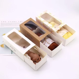 พร้อมส่งกล่องใส่ขนม 17.5*9*5ซม (10ใบ) กล่องใส่ขนมทรงยาว มีหน้าต่างพลาสติก กล่องคุกกี้ กล่องใส่บราวนี่ กล่องลิ้นชัก