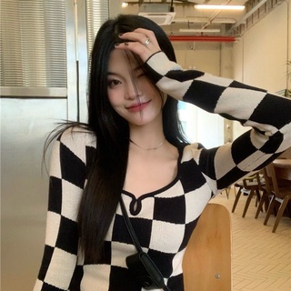 Suxi เสื้อกันหนาวแขนยาว แบบเข้ารูป แฟชั่นฤดูใบไม้ร่วง สําหรับผู้หญิง