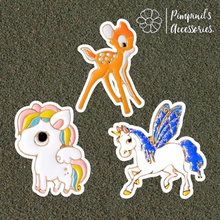 🇹🇭 พร้อมส่ง : 🦌🦄 เข็มกลัดเซ็ทกวางและยูนิคอร์นพาสเทล | Bambi &amp; Pastel Unicorn Enamel Brooch Pin Set.