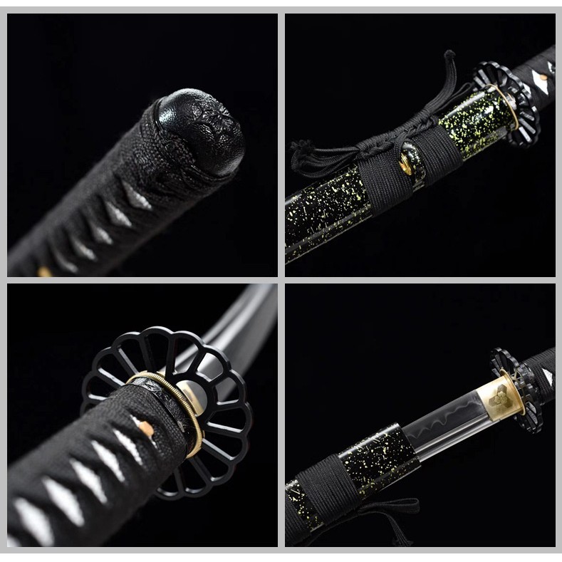 ดาบ ซามูไร คาตานะ เหล็ก T10 ฮาม่อน งาน Custom ของ Masterwa [Katana Sword T10] Black Edition