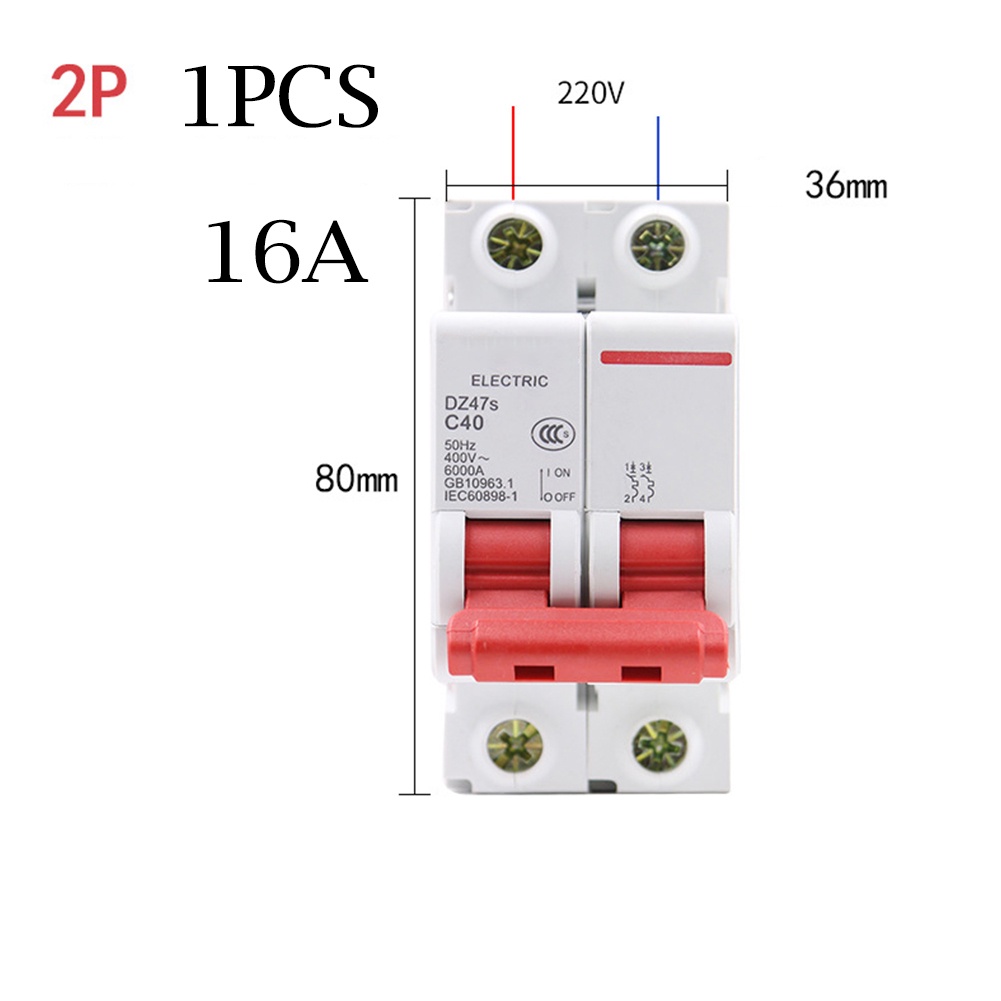 2P DC Solar Mini Circuit Breaker 6A 10A 16A 20A 32A 40A 50A 63A Double Pole Type C 6KA DC MCB For PV System