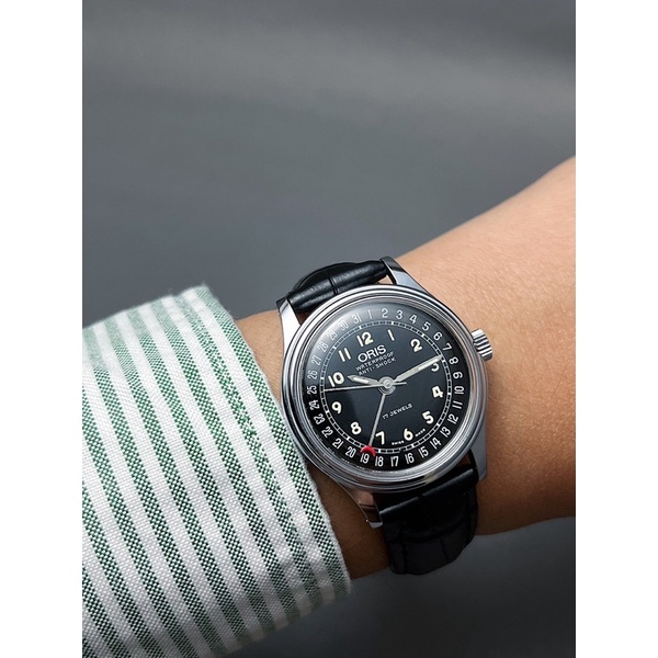 นาฬิกาเก่า นาฬิกาไขลาน นาฬิกาข้อมือโบราณโอริส Vintage ORIS pointer date black dial