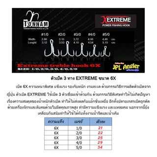 เบ็ดสามทาง Extreme 6X ทรงเล็บเหยี่ยว เบอร์ใหญ่สำหรับงานหนักๆ เอ็กตรีม เอ๊กตรีม