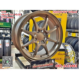 ล้อแม็กซ์ใหม่ขอบ15 Ce28 สีน้ำตาล กว้าง7 ออฟ35 4รู100 แบรนด์Showwy Wheel