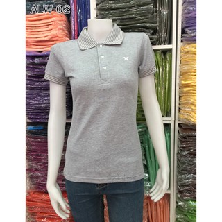 เสื้อโปโล คอลายสีเทาท๊อปดาย ALW02