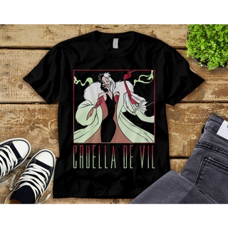 เสื้อผ้าผชเสื้อยืด พิมพ์ลาย Disney Cruella de Cruella de Evil Portrait สําหรับผู้ชายS-5XL