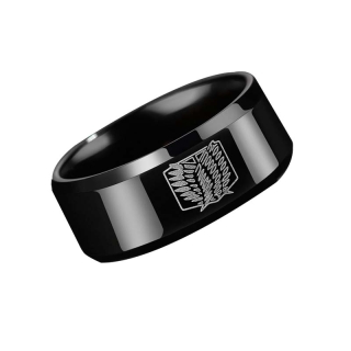 flowersqueen แหวนไทเทเนียมผู้ชาย Titan สีดำ ขนาด 8 มม.