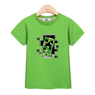 เสื้อยืด ลาย Minecraft 3 มิติ สำหรับเด็กผู้ชาย