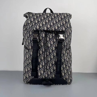 CHRISTIAN DIOR BACKPACK OBLIQUE EMBROIDERED CANVAS WITH AGED SILVER TONE กระเป๋าเป้สะพายหลัง แบรนด์คริสเตียนดิออร์