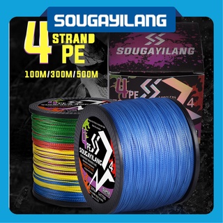 Sougayilang สายเอ็นตกปลา PE แบบถัก แข็งแรงมาก 300 ม. 100 ม. 300 ม. 500 ม. 4 เส้น กันกัด ทนทาน สําหรับแม่น้ํา ทะเลสาบ น้ําจืด